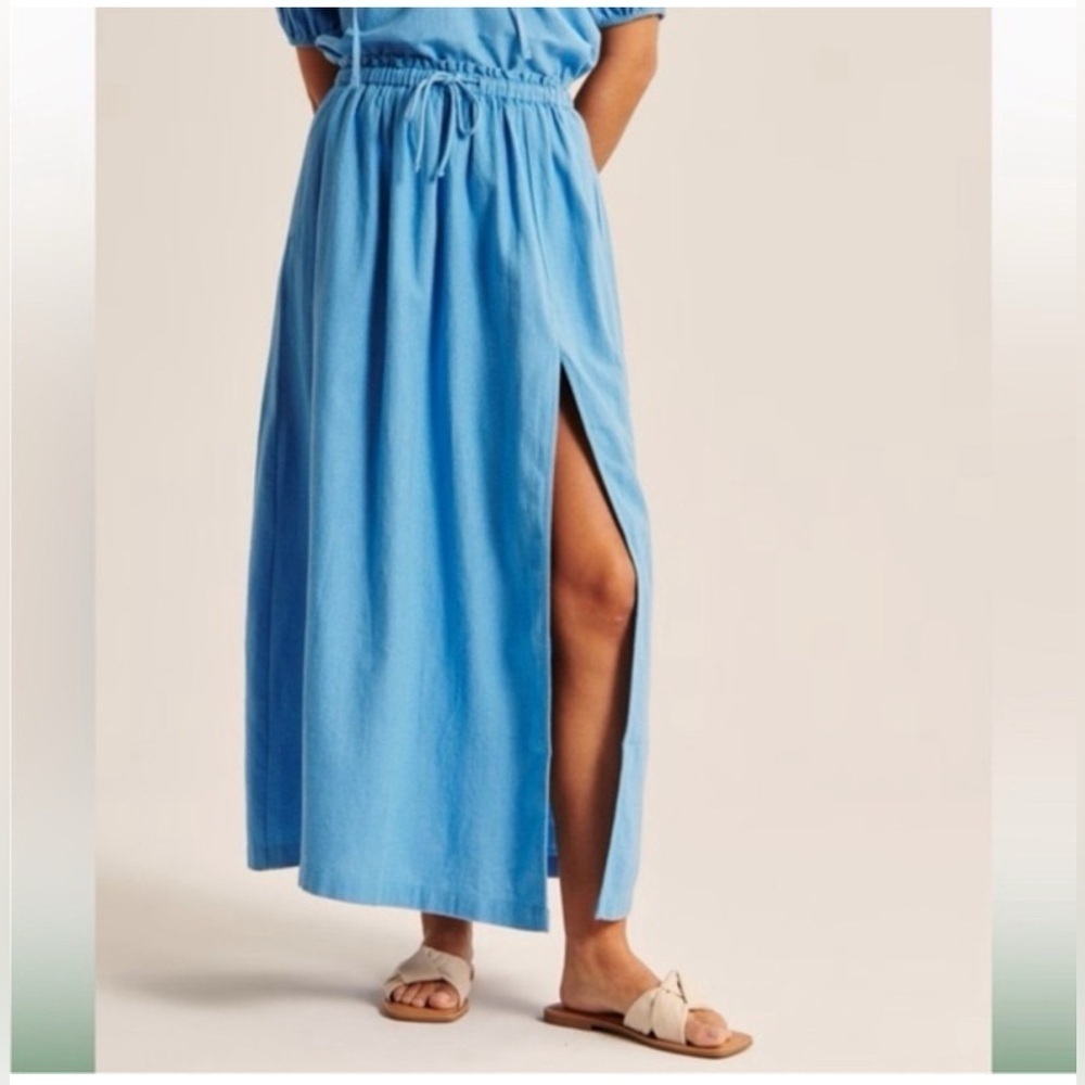 Abercrombie & Fitch Light Blue A-Line Skirt tie waist maxi skirt size XS